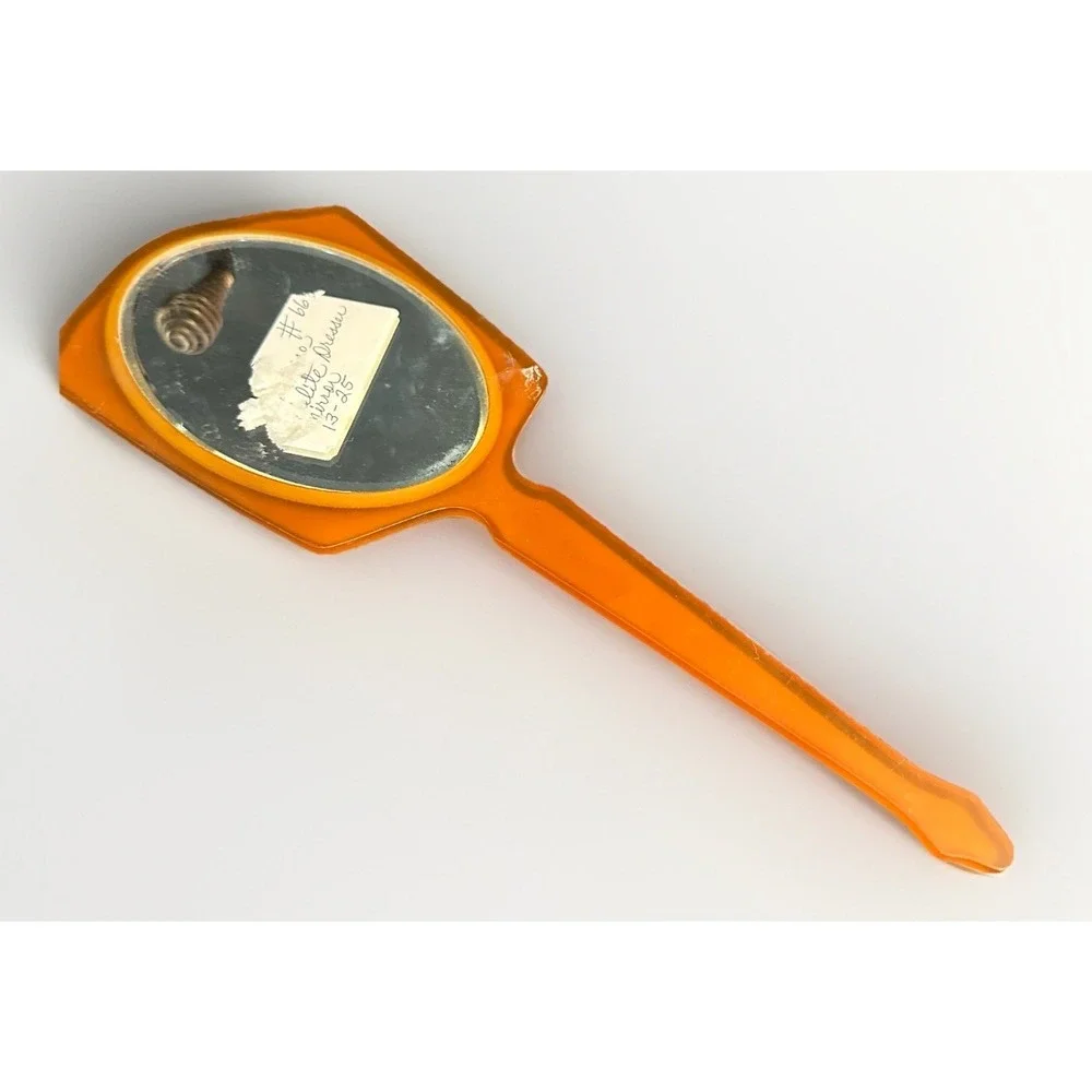 Vintage Art Deco Celluloid Vanity Mirror Yellow/Gold Pearlized 13